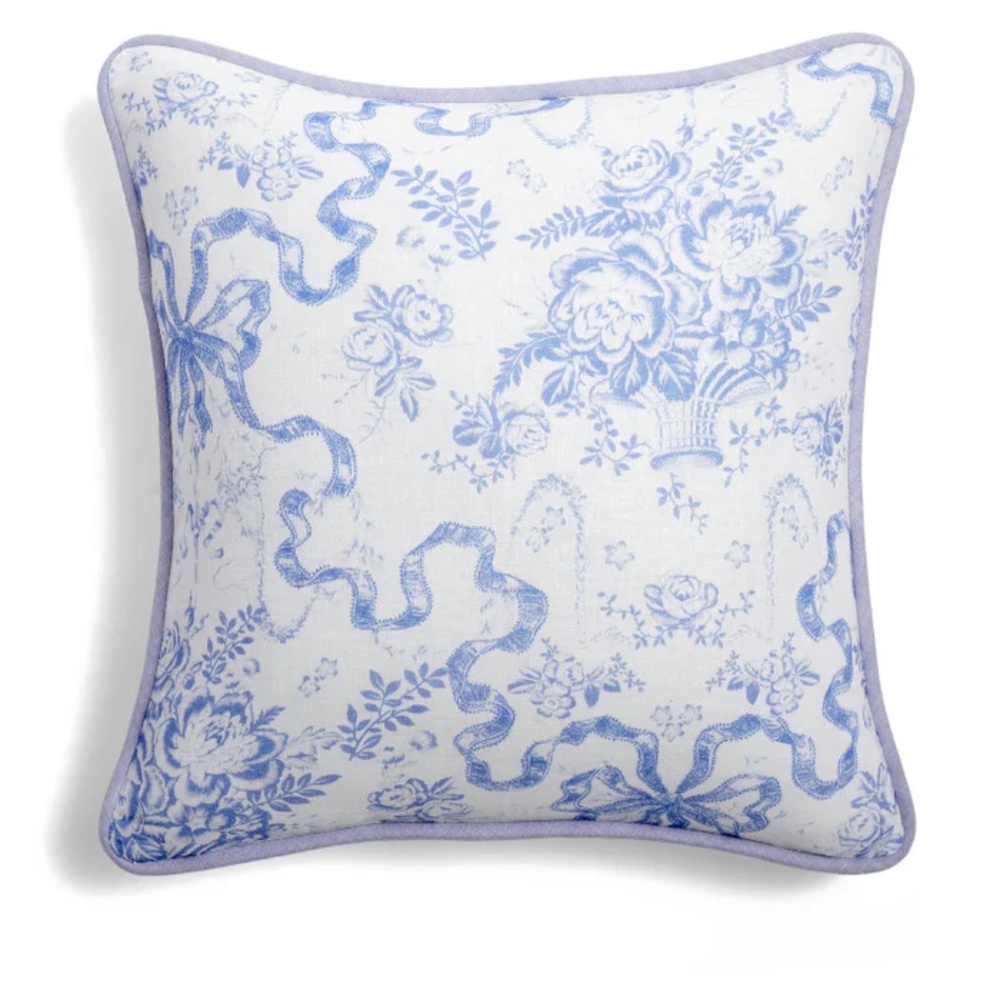 LoveShackFancy Floral Linen Throw Pillow NWT- Blissful Blue